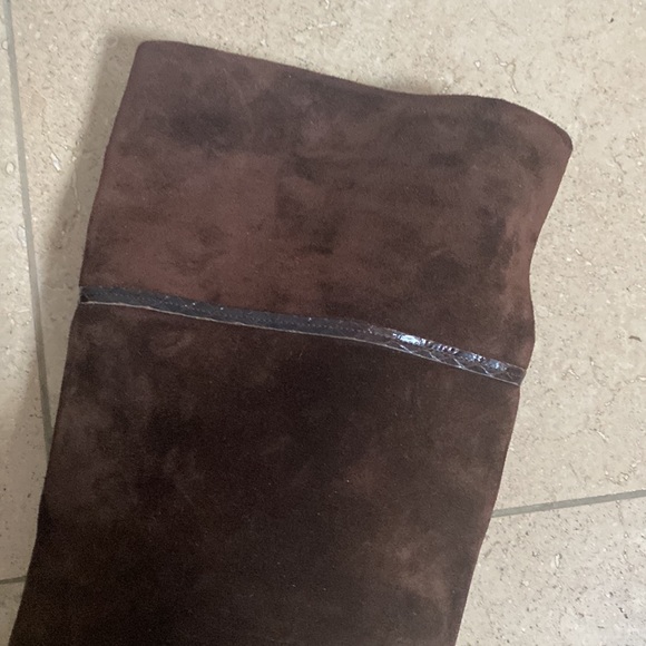 Joan & David Boots Knee High Brown Suede Block Heel 3” - Picture 3 of 6